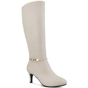Karen Scott Beige Heeled Boots with Silver Chain